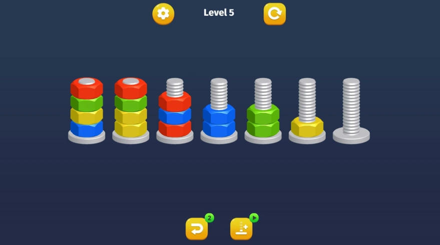 Nut Sort: Color Puzzle Game 너트 정렬 화면