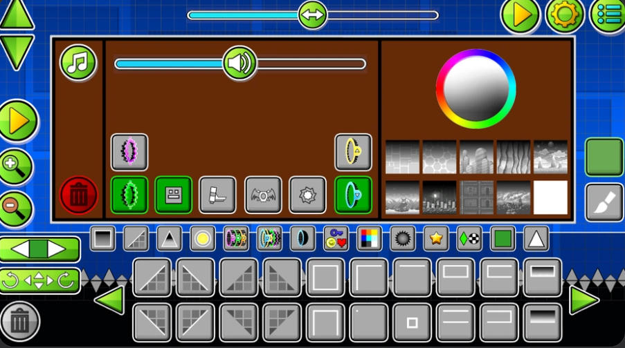 Platformer Editor 에디터에서 시작 위치와 오브젝트를 배치하는 화면